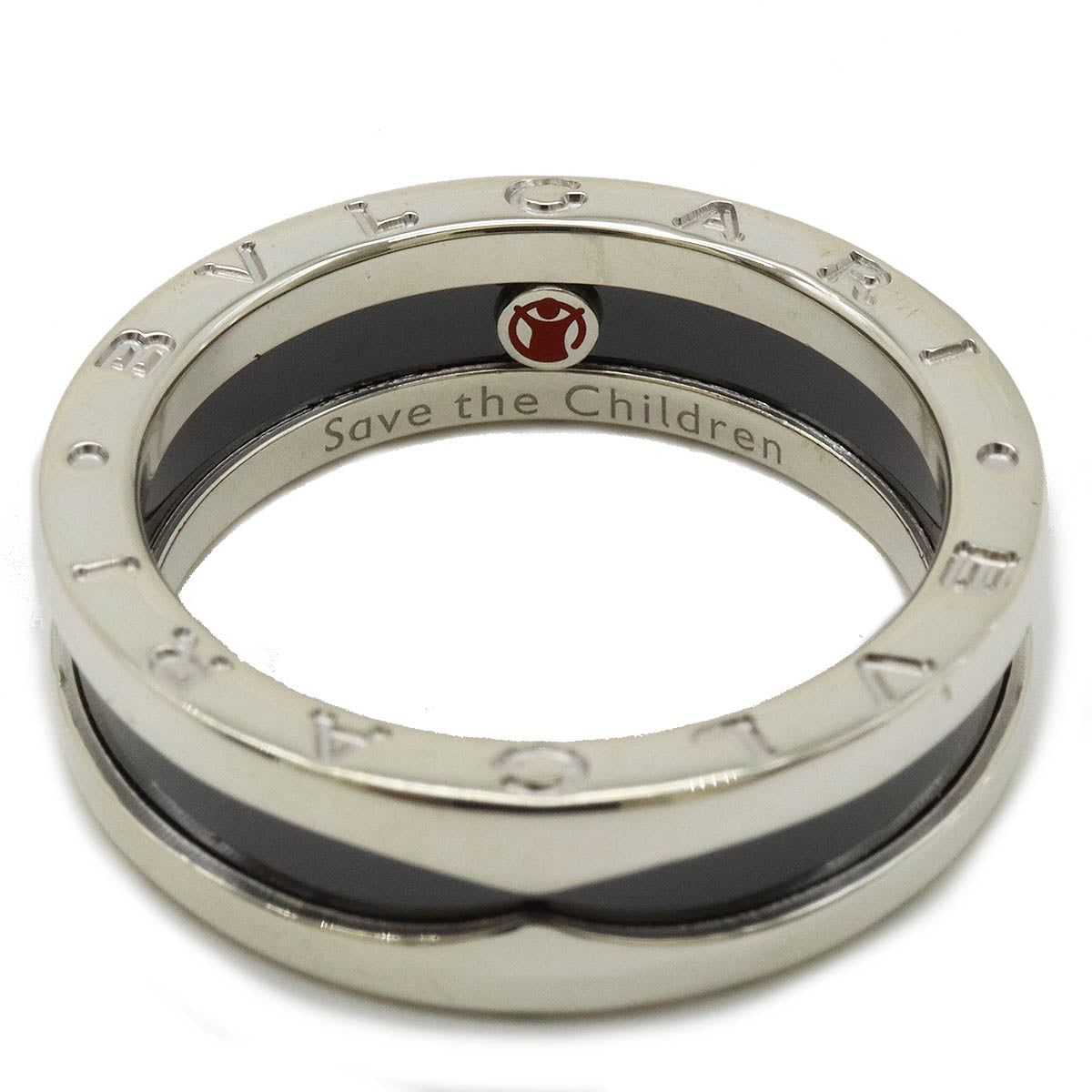 Bvlgari B-zero1 Save the Children Ring SV925 Silver Ceramic Black #60 in Pristine Condition