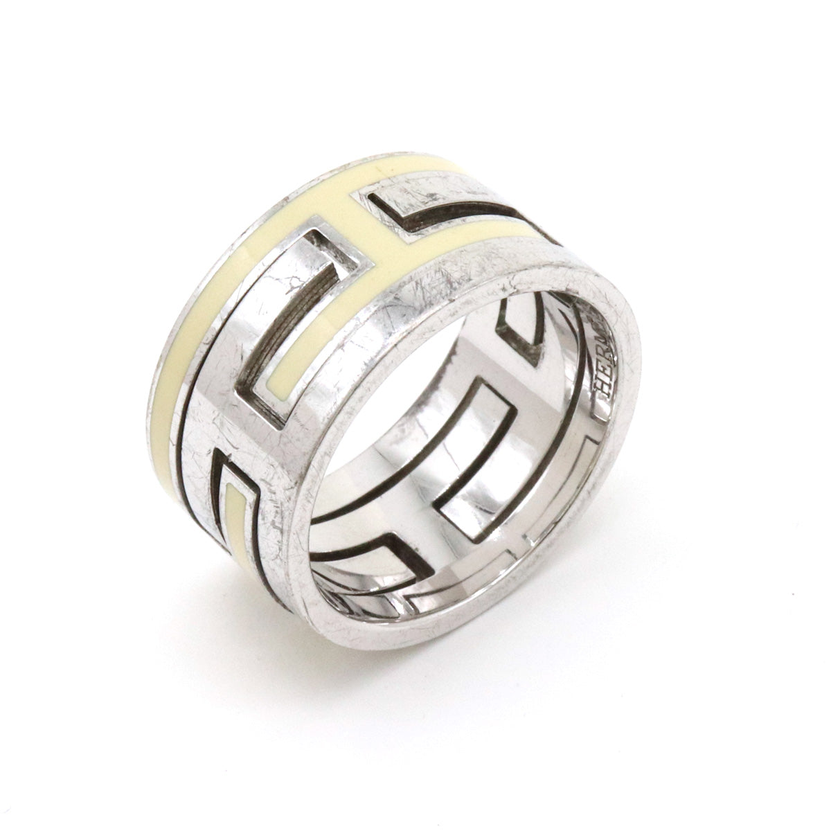 Hermes Move Ash Ring SV925 Silver Ivory 11.5 in Very Good Condition