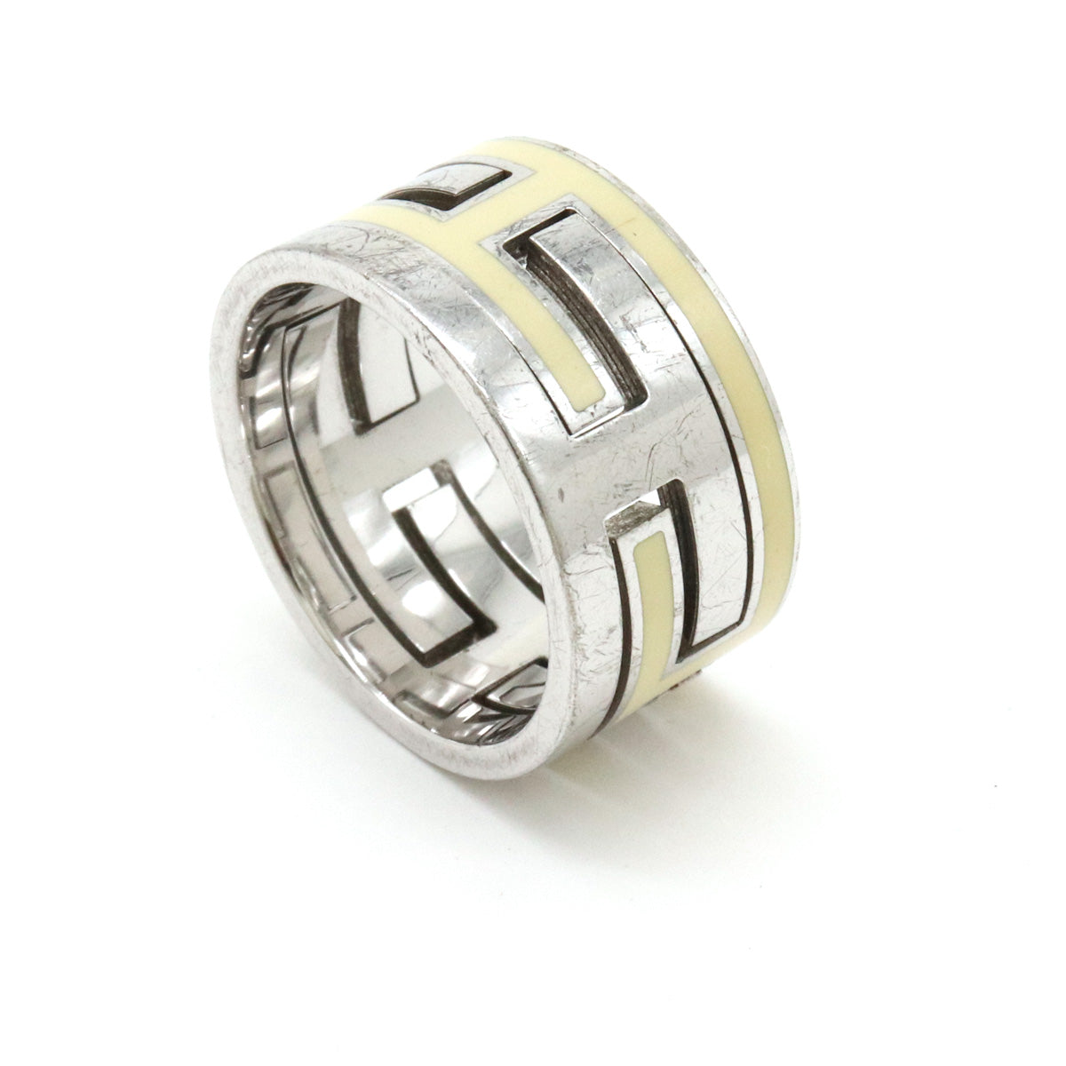 Hermes Move Ash Ring SV925 Silver Ivory 11.5 in Very Good Condition