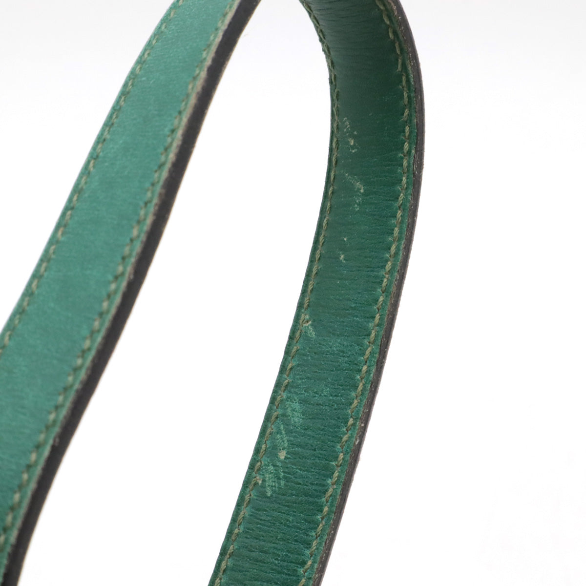 Hermes Leather Dog Leash Green Silver Hardware