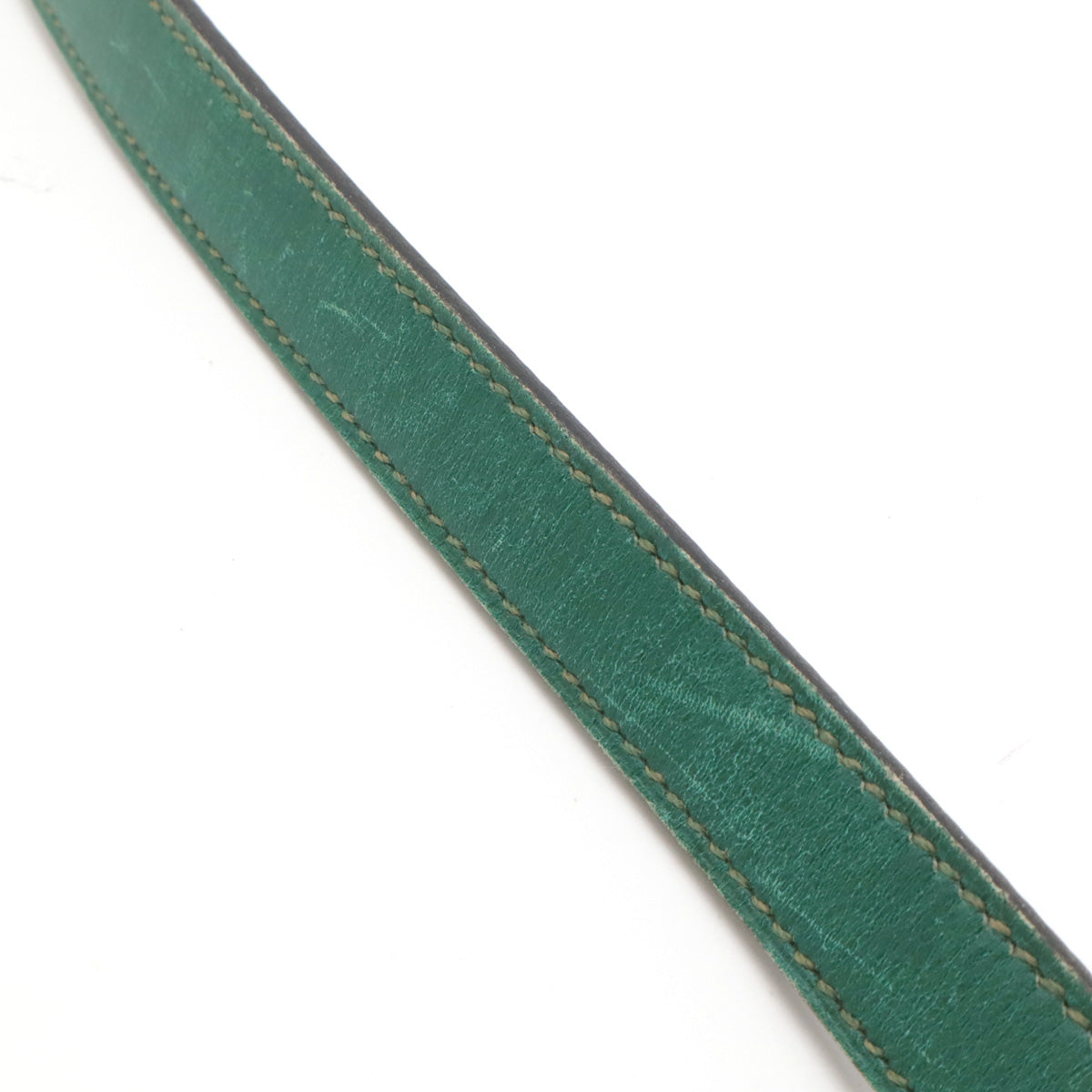 Hermes Leather Dog Leash Green Silver Hardware