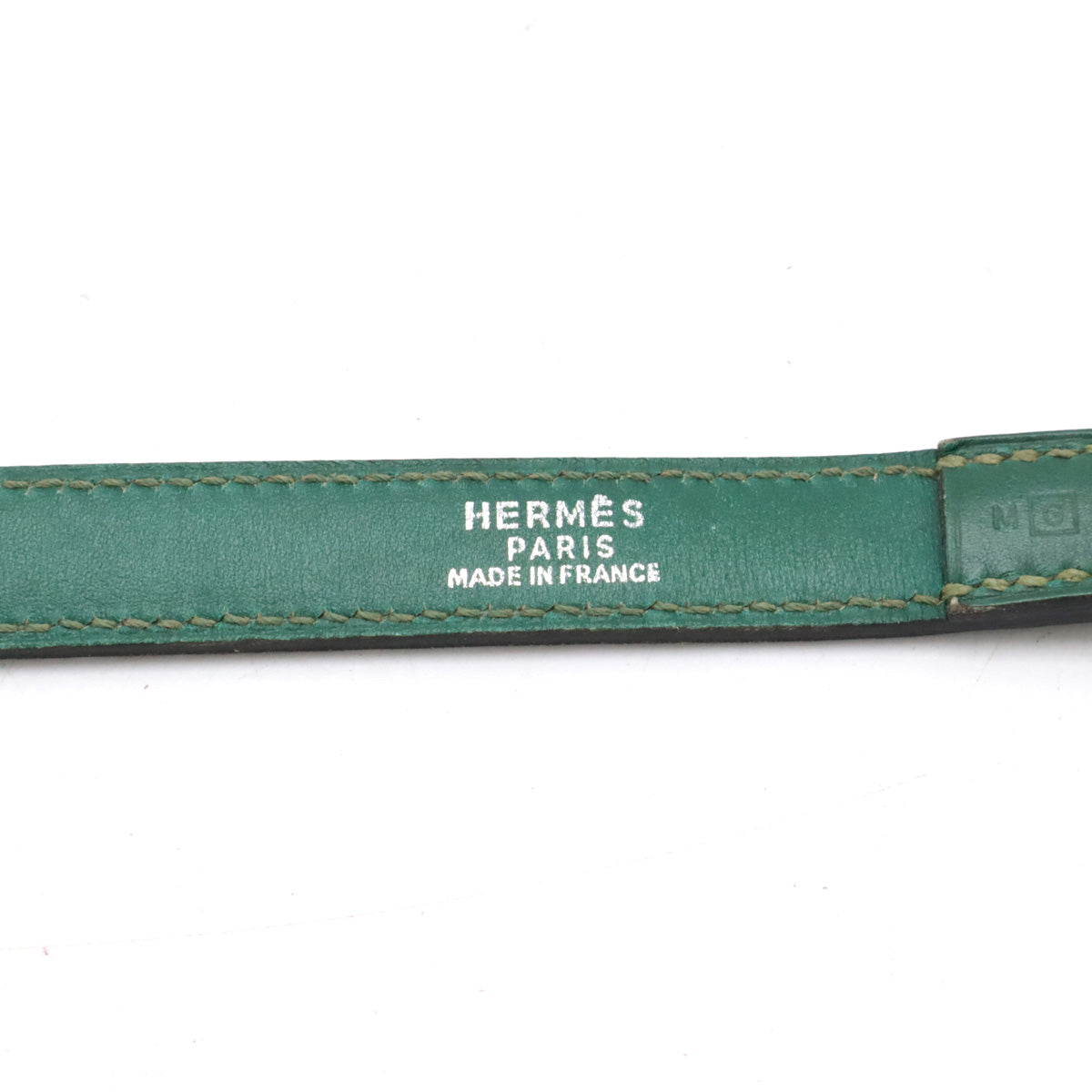 Hermes Leather Dog Leash Green Silver Hardware