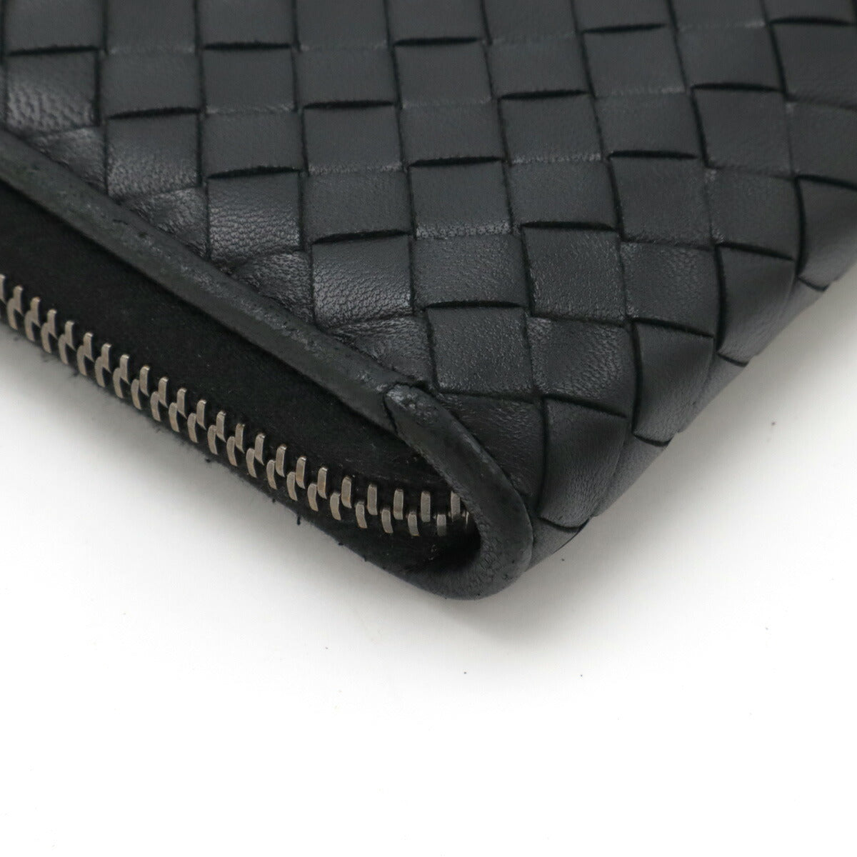 Bottega Veneta Leather Intrecciato Zip Wallet Black