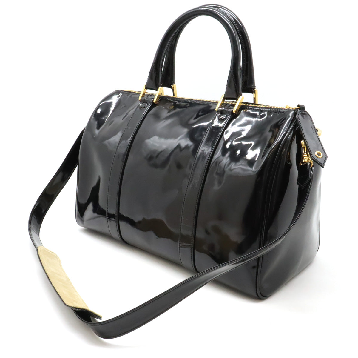 Chanel Coco Mark Patent Leather 2WAY Handbag Boston Bag