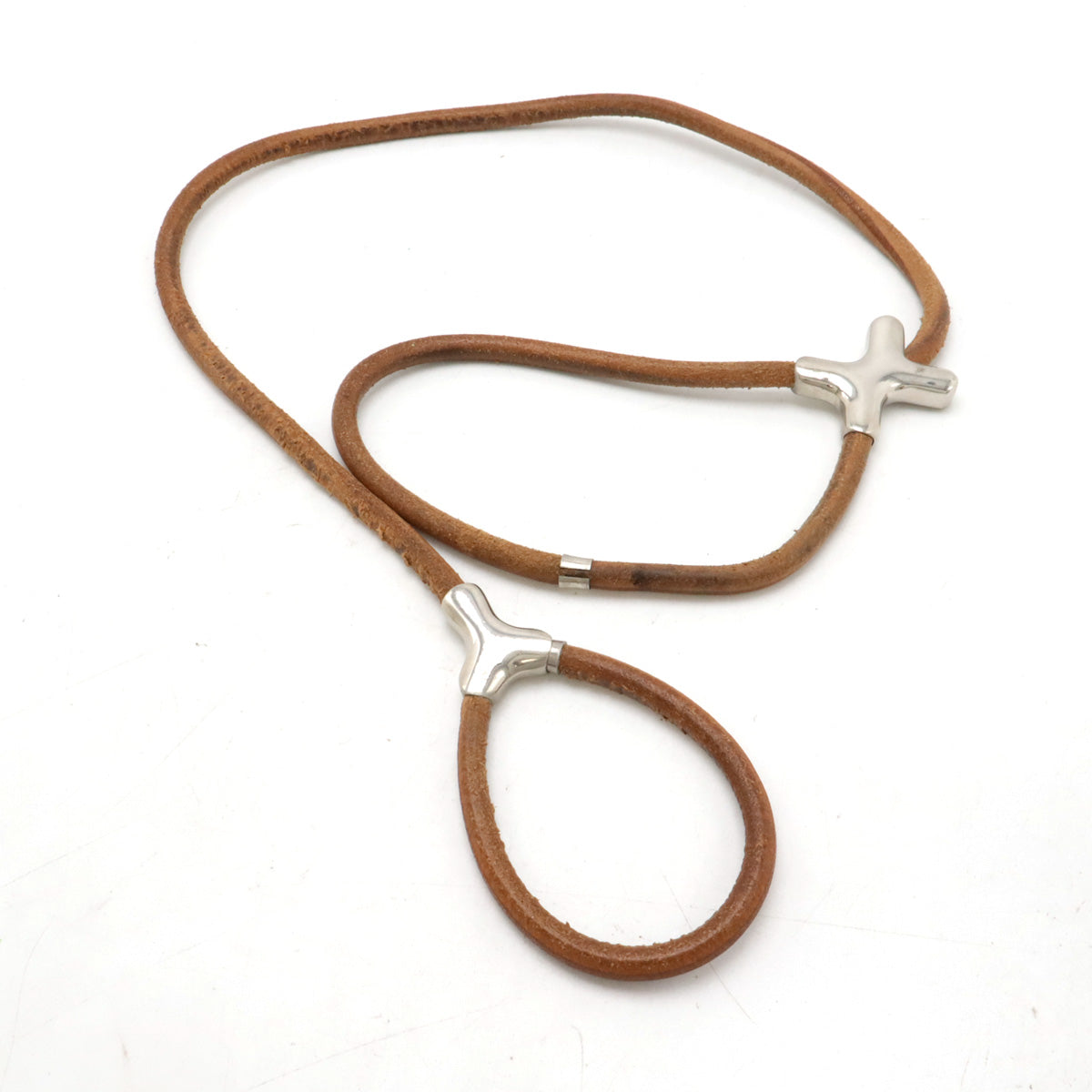 Hermes Heraclide Leather Metal Dog Leash with Collar in Good Condition