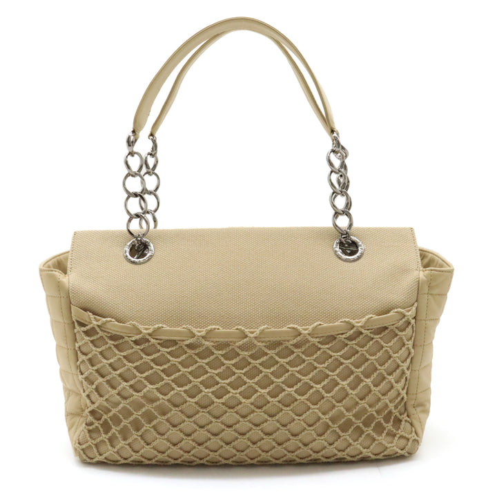 Chanel Canvas/Leather Coco Mark Chain Shoulder Tote