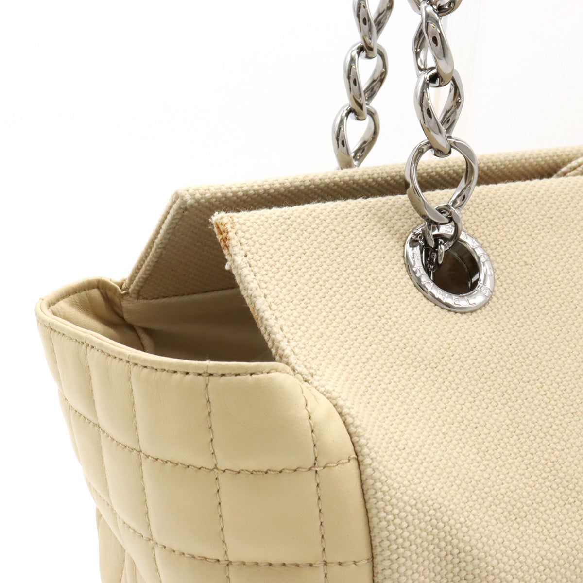 Chanel Canvas/Leather Coco Mark Chain Shoulder Tote