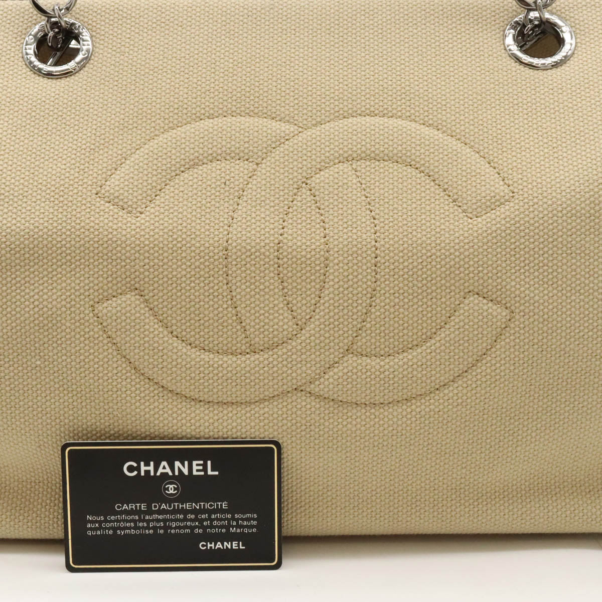 Chanel Canvas/Leather Coco Mark Chain Shoulder Tote