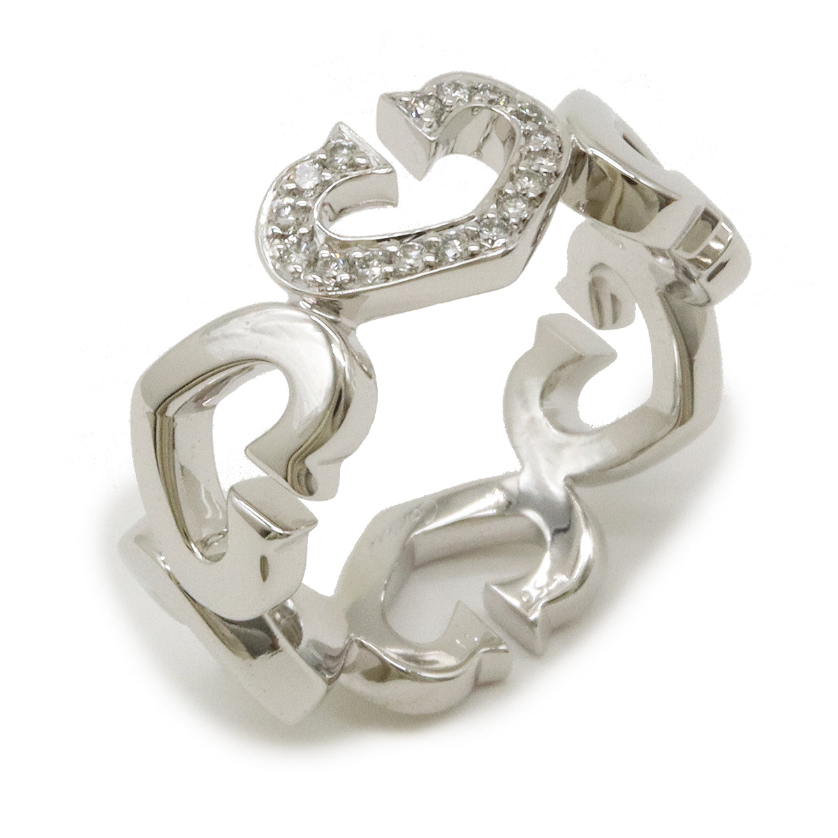 Cartier C Heart Ring K18WG Diamond #51