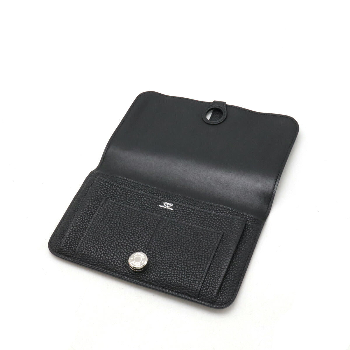 Hermes Dogon Duo GM Leather Bifold Wallet Black