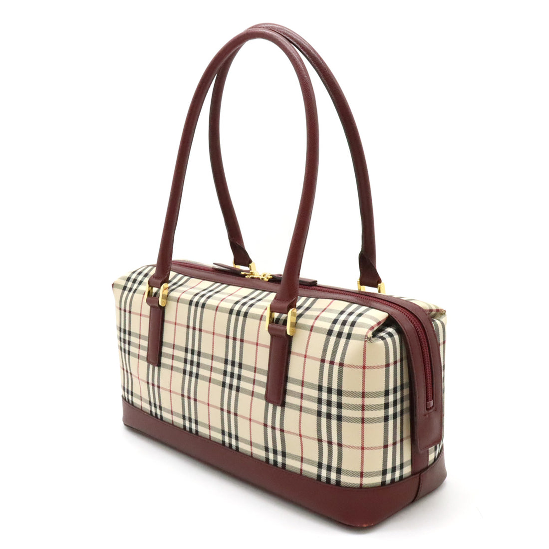 Burberry Nova Check Canvas/Leather Mini Boston Handbag in Very Good Condition