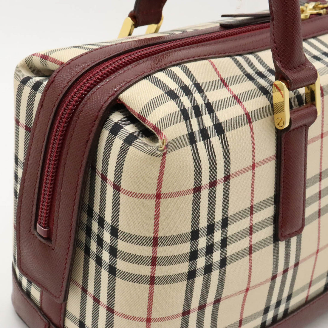 Burberry Nova Check Canvas/Leather Mini Boston Handbag in Very Good Condition