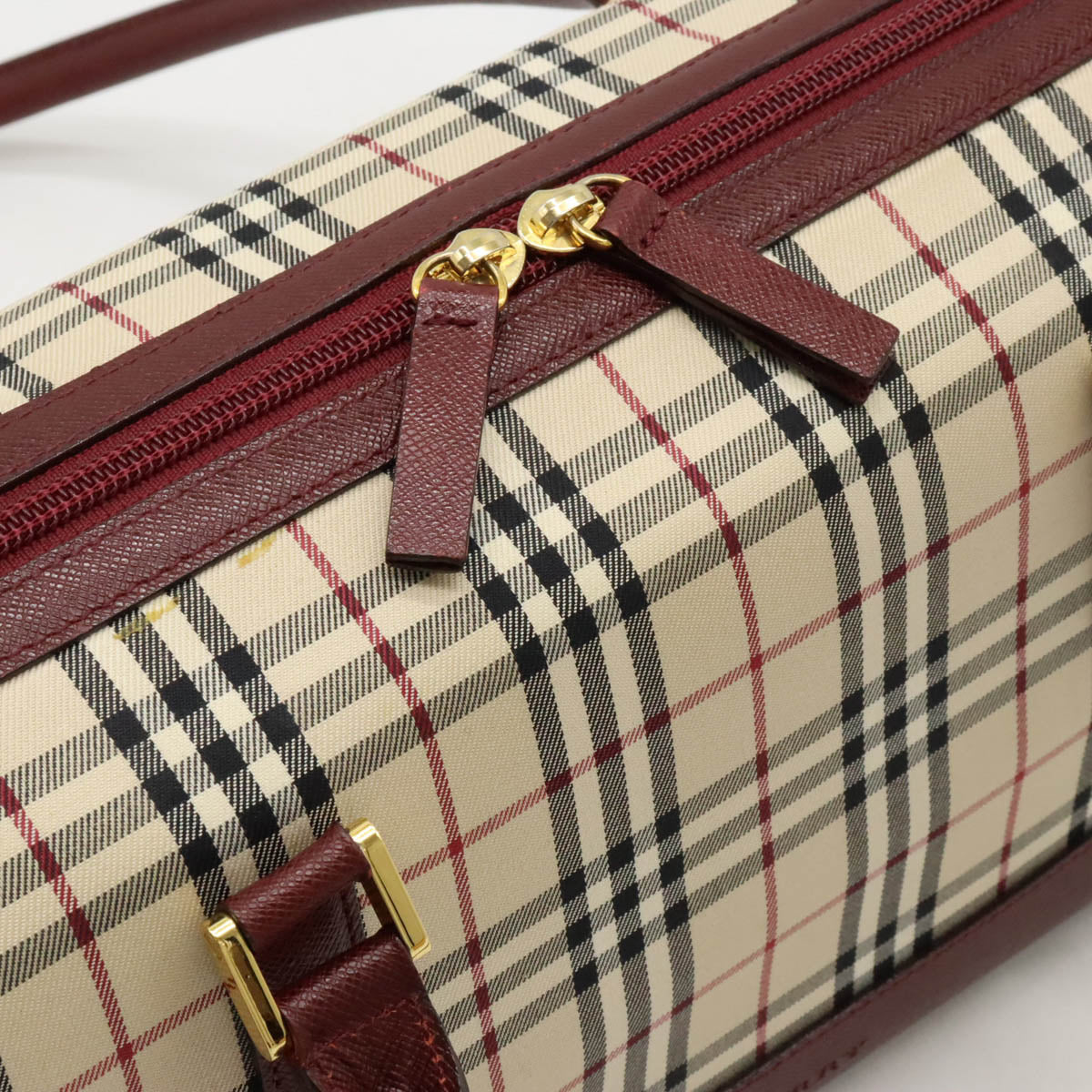 Burberry Nova Check Canvas/Leather Mini Boston Handbag in Very Good Condition