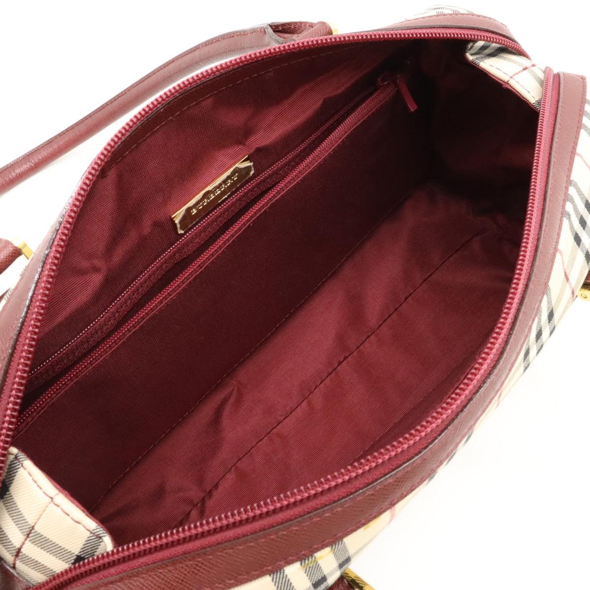 Burberry Nova Check Canvas Leather Mini Boston Bag