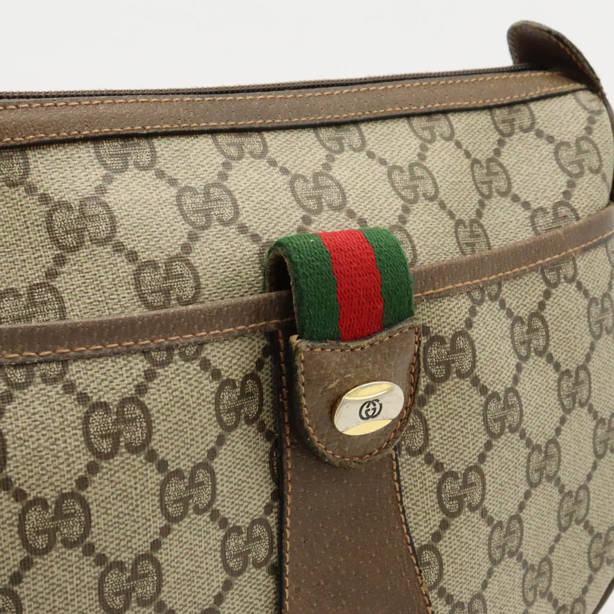 Gucci Old Gucci Sherry Line Shoulder Bag Brown