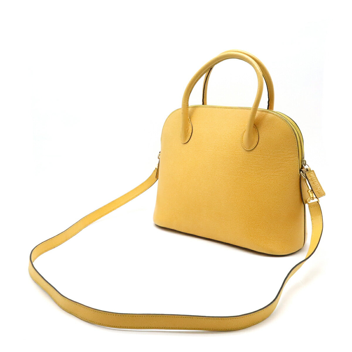 Celine Leather 2WAY Handbag Tote Yellow