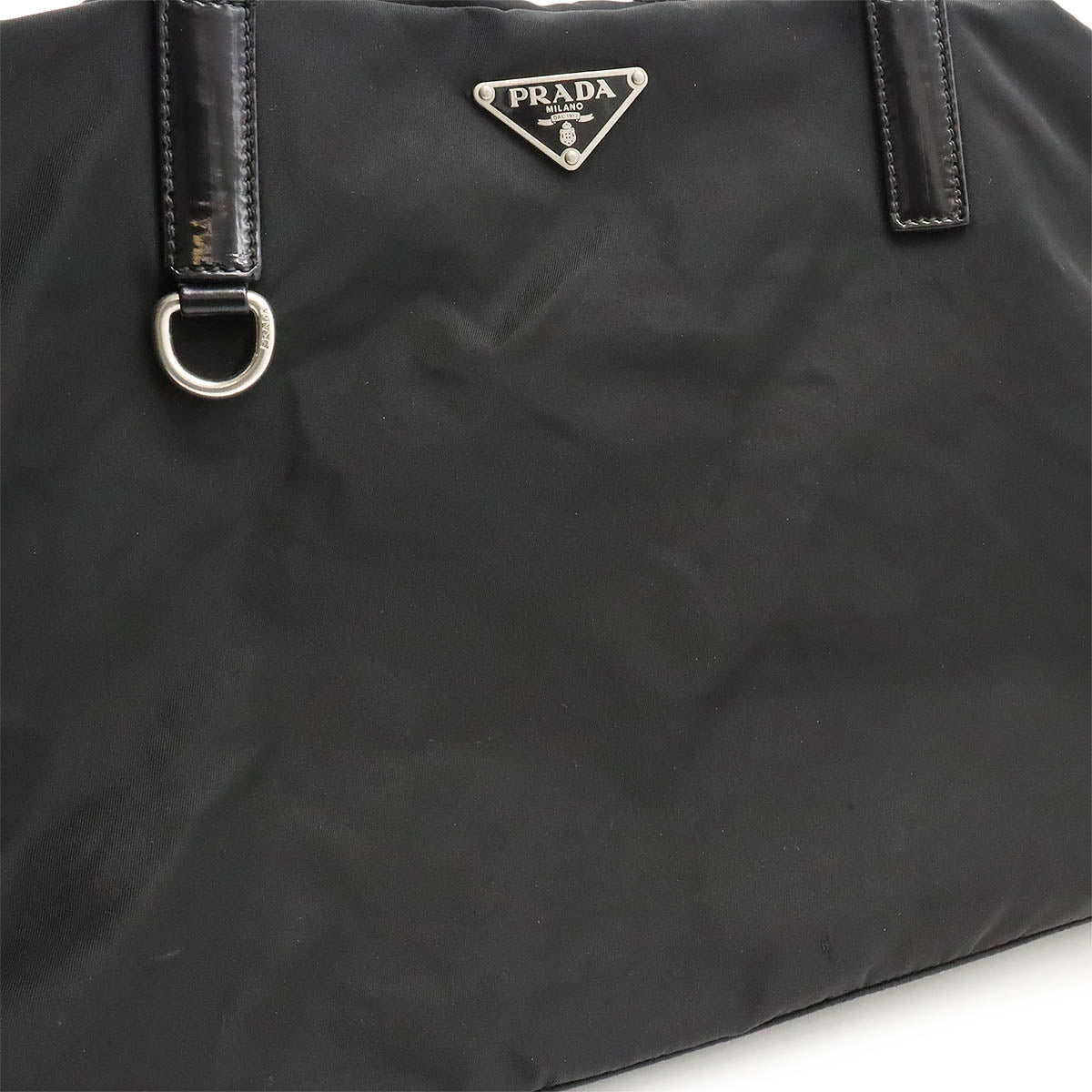 Prada Nylon Patent Leather Mini Boston Handbag