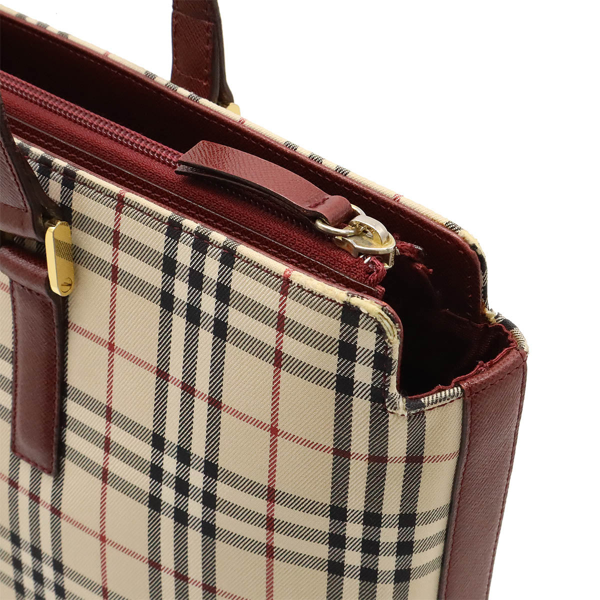 Burberry Nova Check Canvas Leather Tote Bag