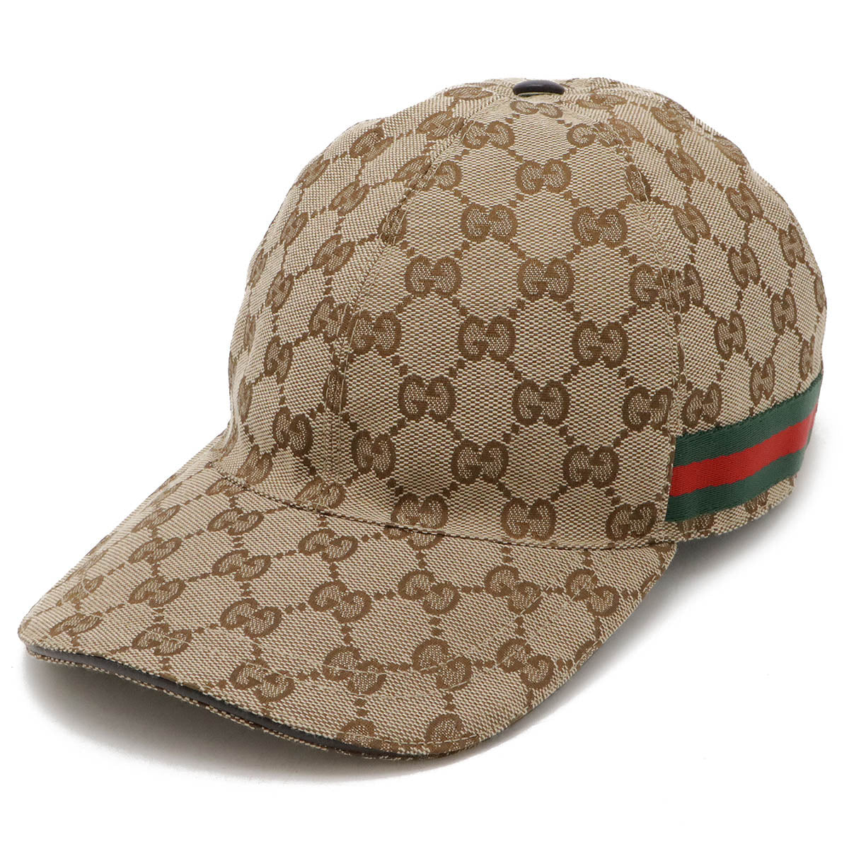 Gucci GG Canvas Web Line Baseball Cap Khaki Beige Dark Brown