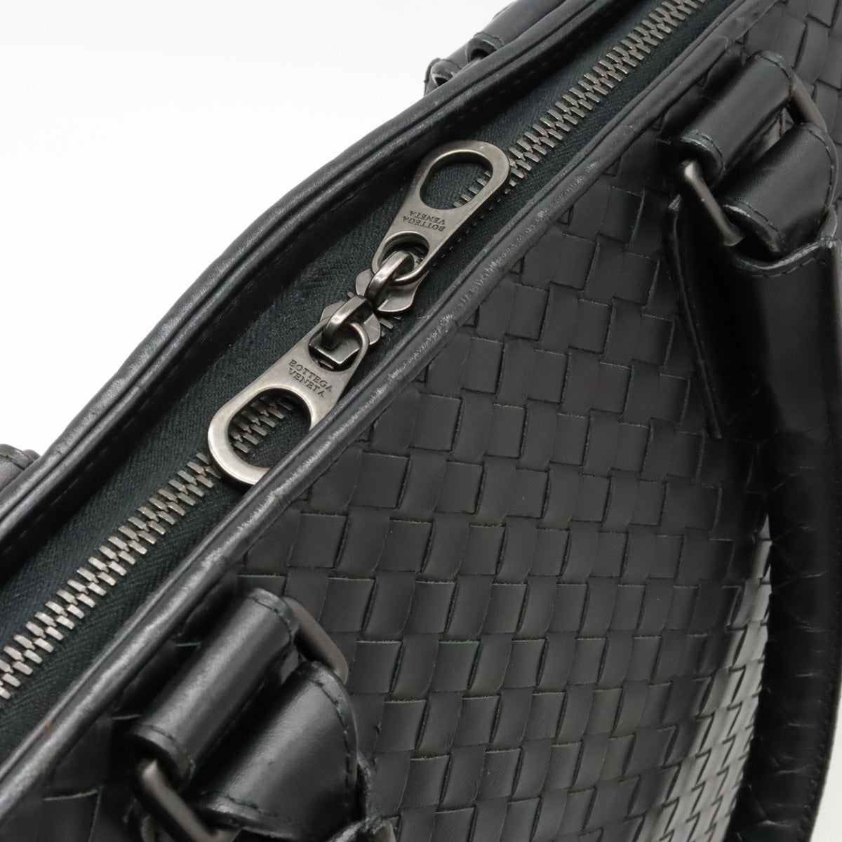 Bottega Veneta Intrecciato Leather Briefcase Black