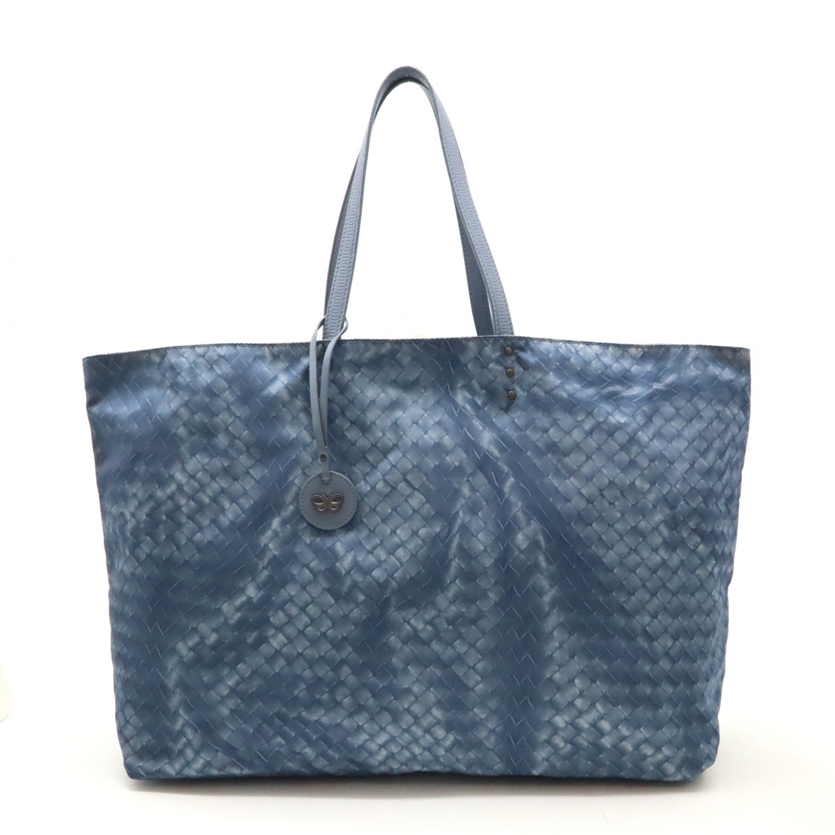 Bottega Veneta Intreccio Illusion Tote Bag Nylon Leather Blue