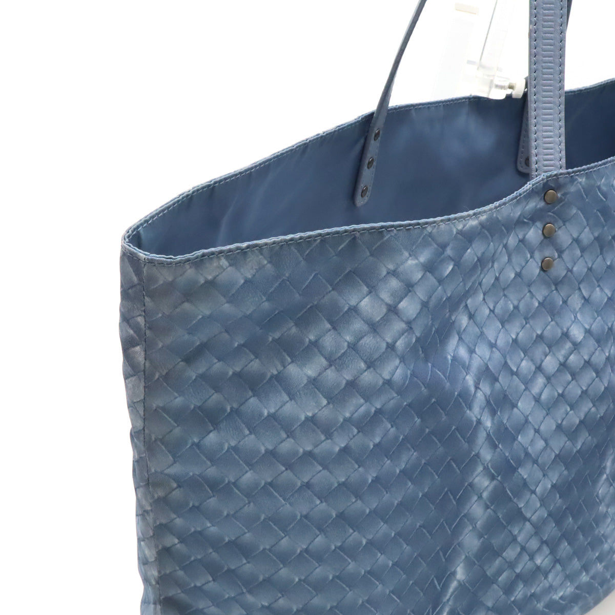 Bottega Veneta Intreccio Illusion Tote Bag Nylon Leather Blue