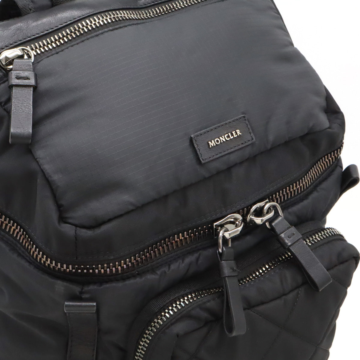 Moncler Nylon Leather Backpack Black