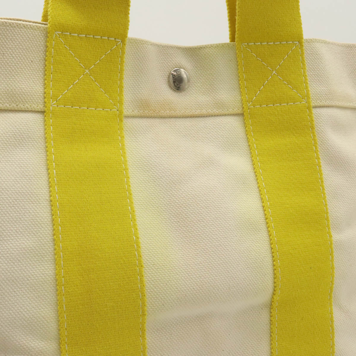 Hermes Canvas Bora Bora PM Tote Bag Yellow in Good Condition