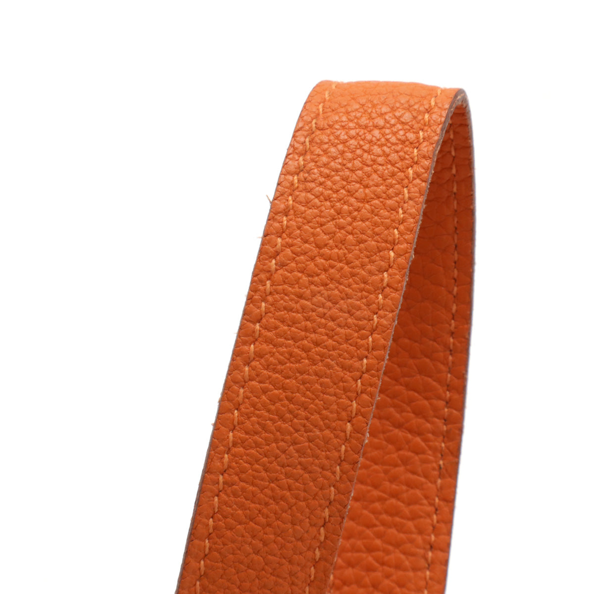 Hermes Leather Double Ring Belt Orange Gold Hardware in Great Condition