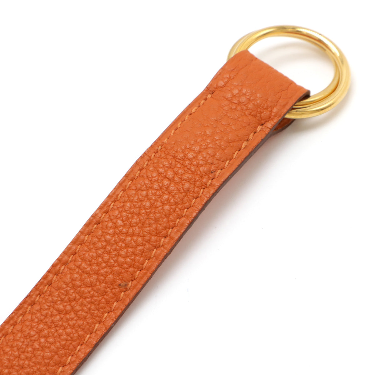 Hermes Leather Double Ring Belt Orange Gold Hardware in Great Condition