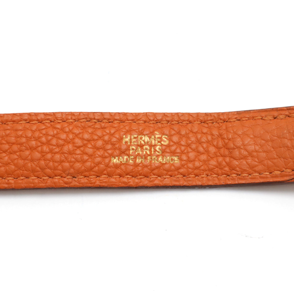 Hermes Leather Double Ring Belt Orange Gold Hardware in Great Condition