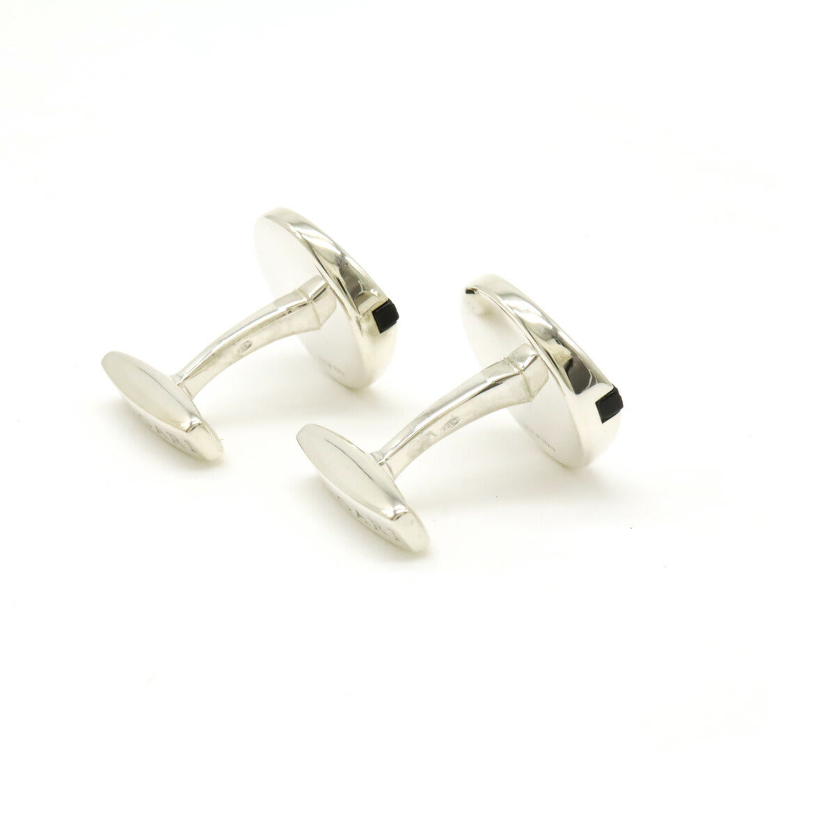 Bvlgari Onyx Round Cufflinks Silver