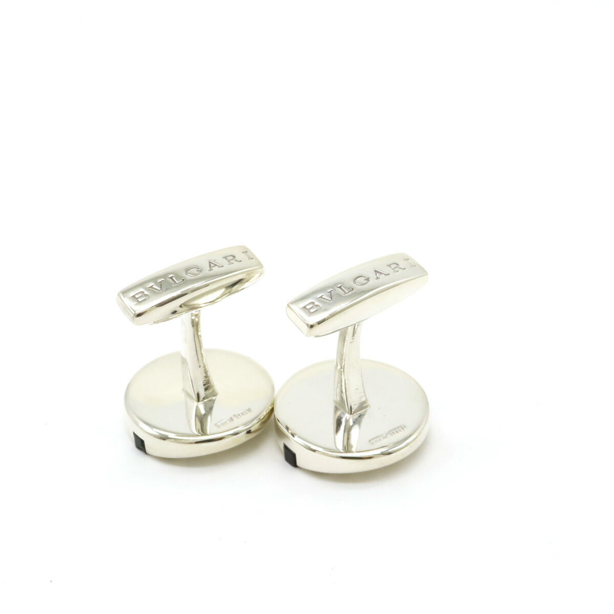 Bvlgari Onyx Round Cufflinks Silver