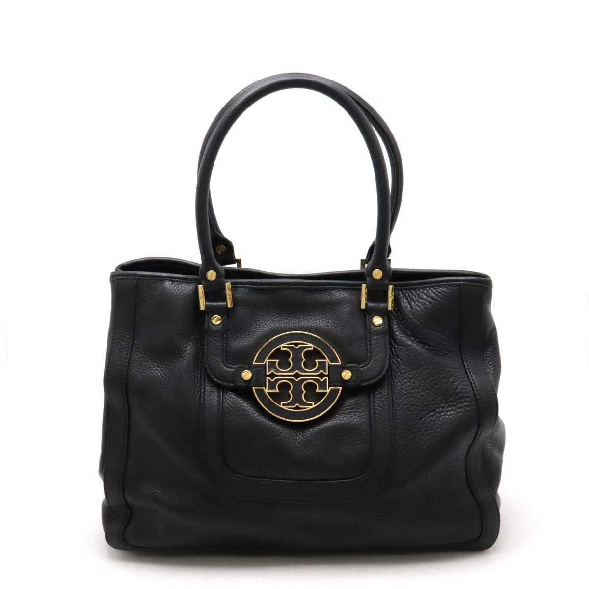 Tory Burch Leather Tote Bag Black Gold Hardware in Great Condition