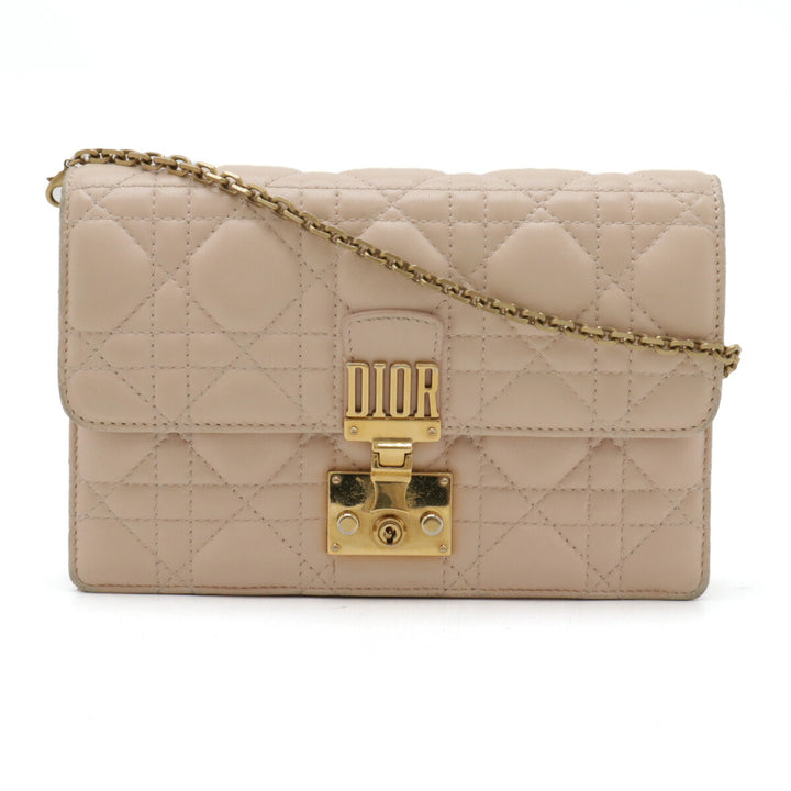 Dior Leather Dior Addict Cannage Chain Wallet Clutch Bag