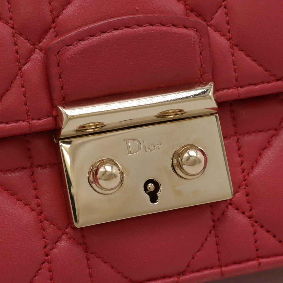 Dior Leather Cannage New Lock Chain Wallet Clutch