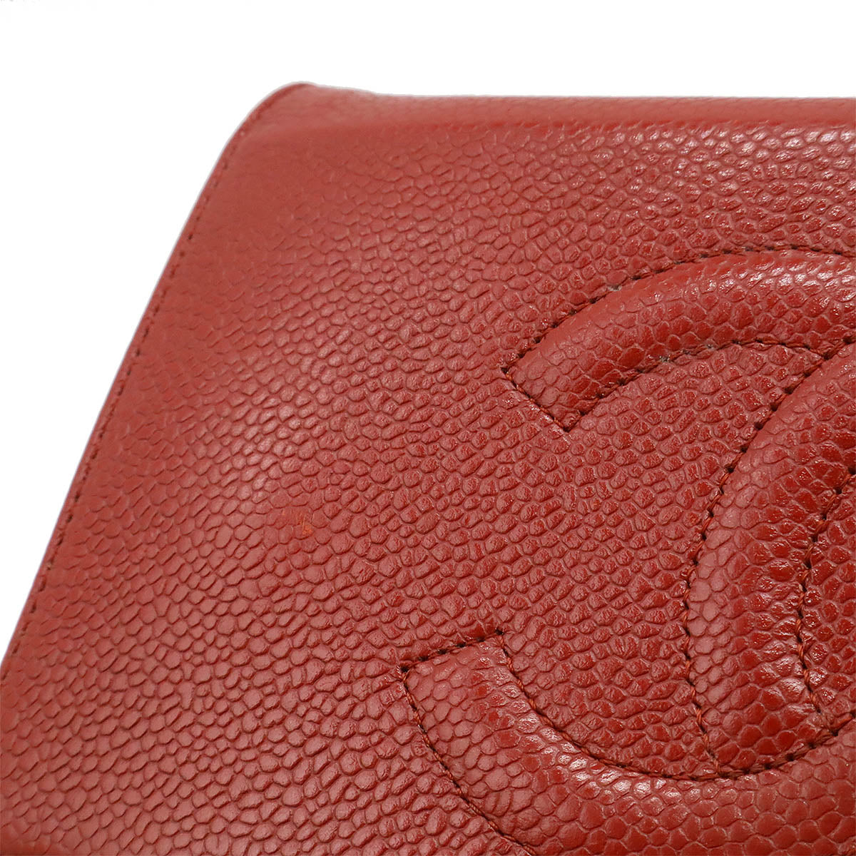 Chanel Caviar Chain Wallet Leather Red A48654