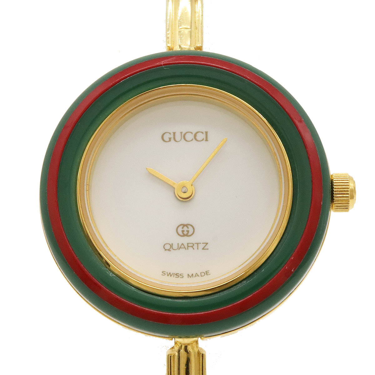 Gucci Gold Plated Quartz Change Bezel Watch in Very Good Condition