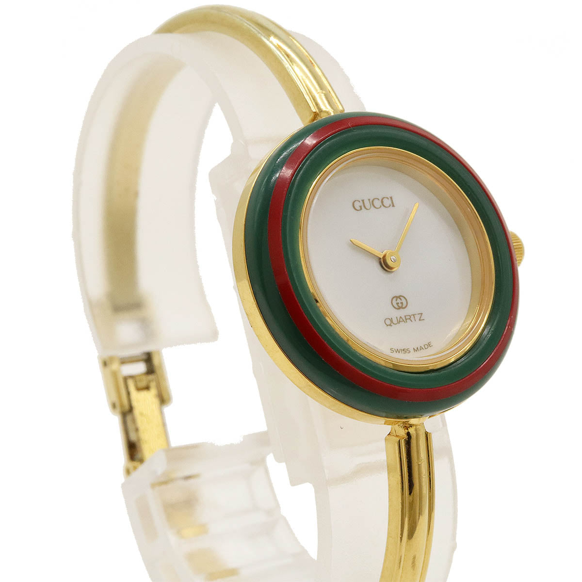 Gucci Gold Plated Quartz Change Bezel Watch in Very Good Condition