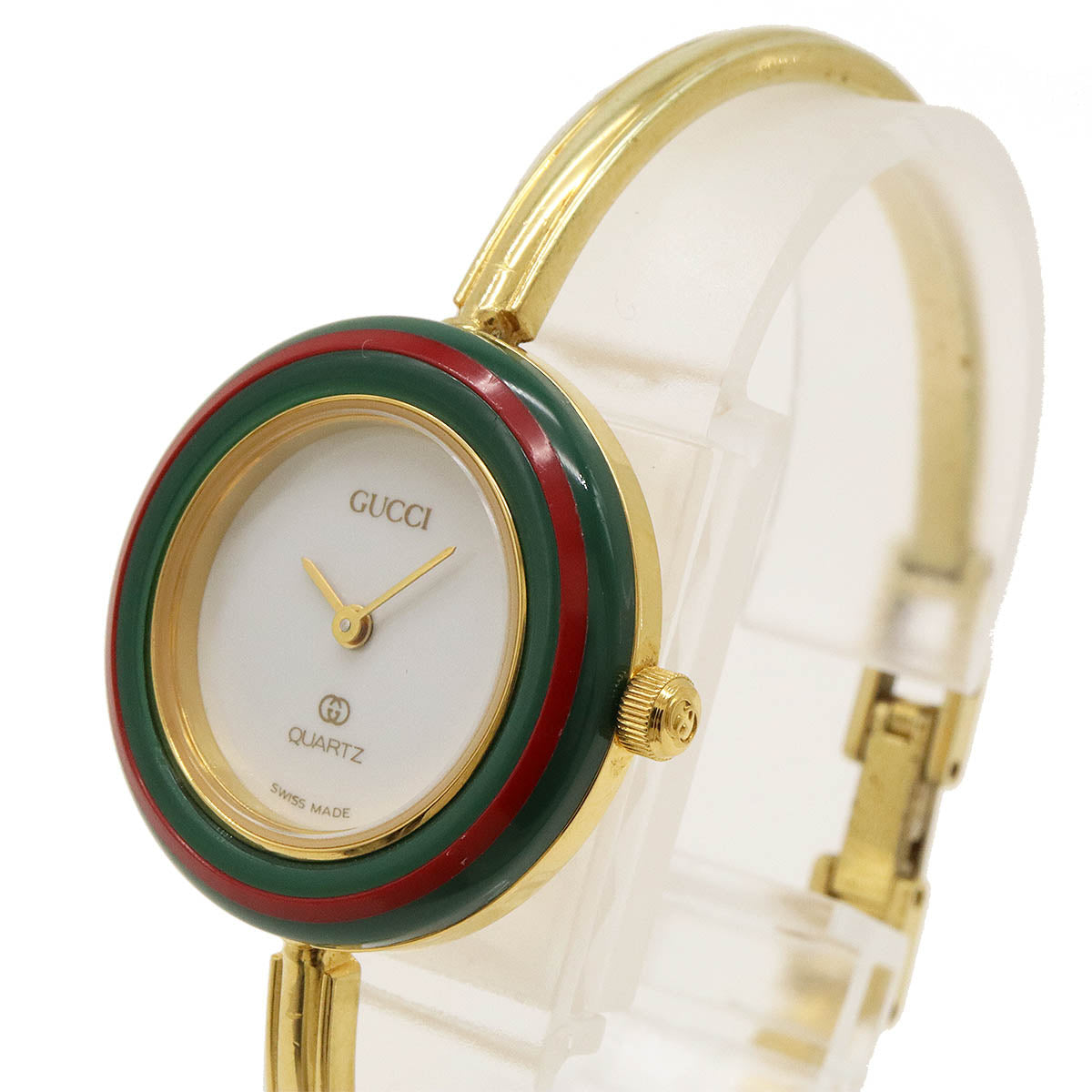 Gucci Gold Plated Quartz Change Bezel Watch in Very Good Condition