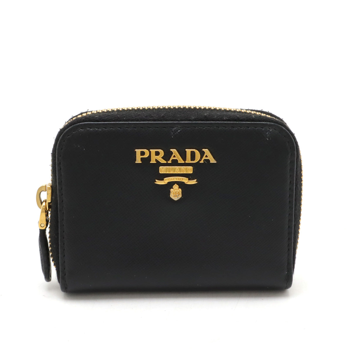 Prada Saffiano Leather Round Zipper Coin Case 1MM268 in Very Good Condition