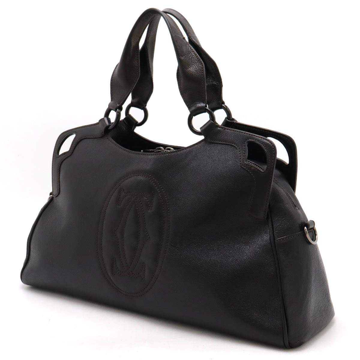 Cartier Marcello de Cartier Calf Leather Handbag Black