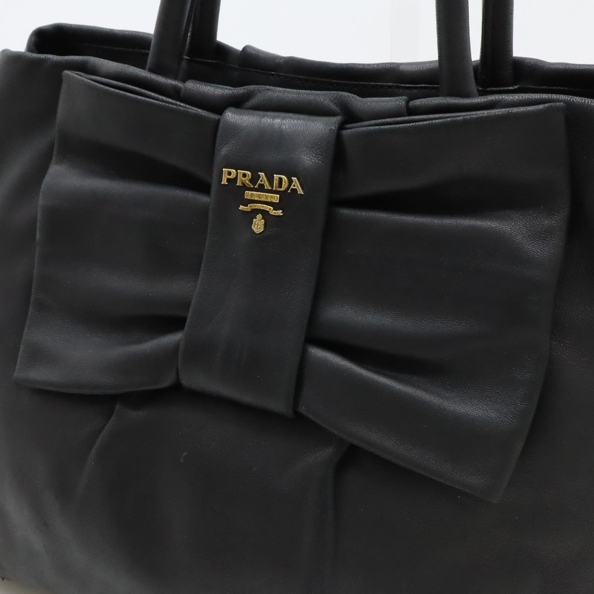 Prada Leather Tote Handbag Black