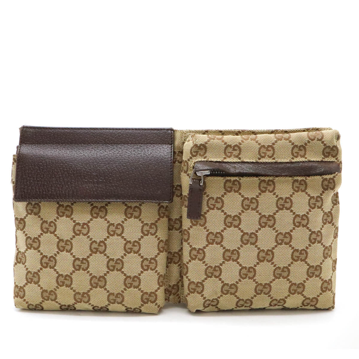 Gucci Canvas/Leather GG Body Bag Waist Pouch 28566