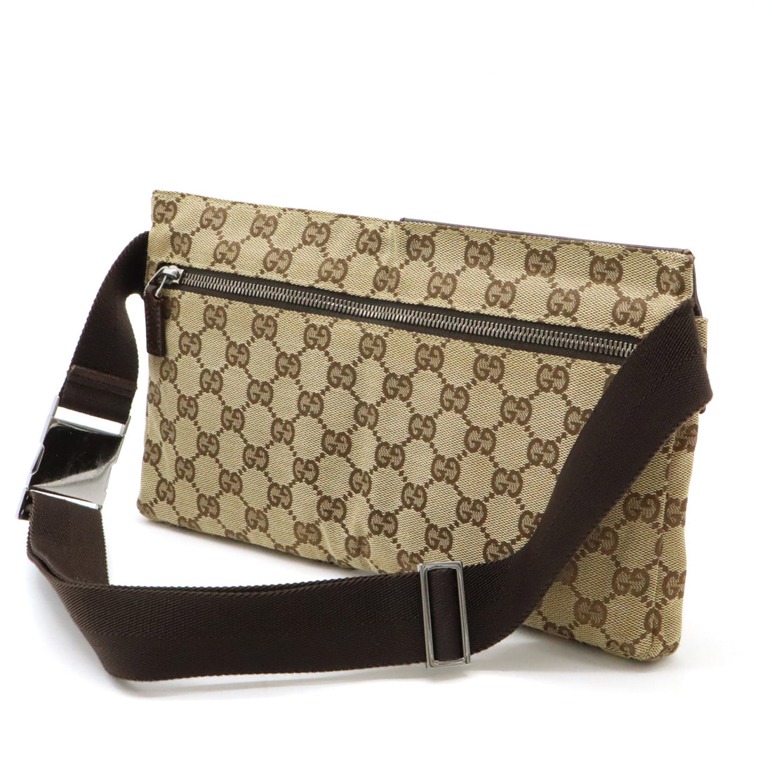 Gucci Canvas/Leather GG Body Bag Waist Pouch 28566