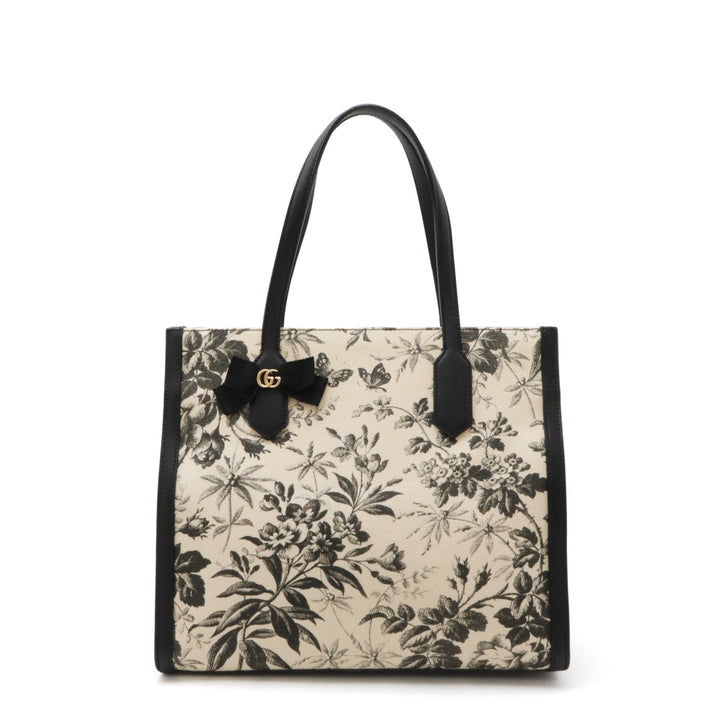 Gucci Canvas/Leather GG Ribbon Floral Tote Bag 432684