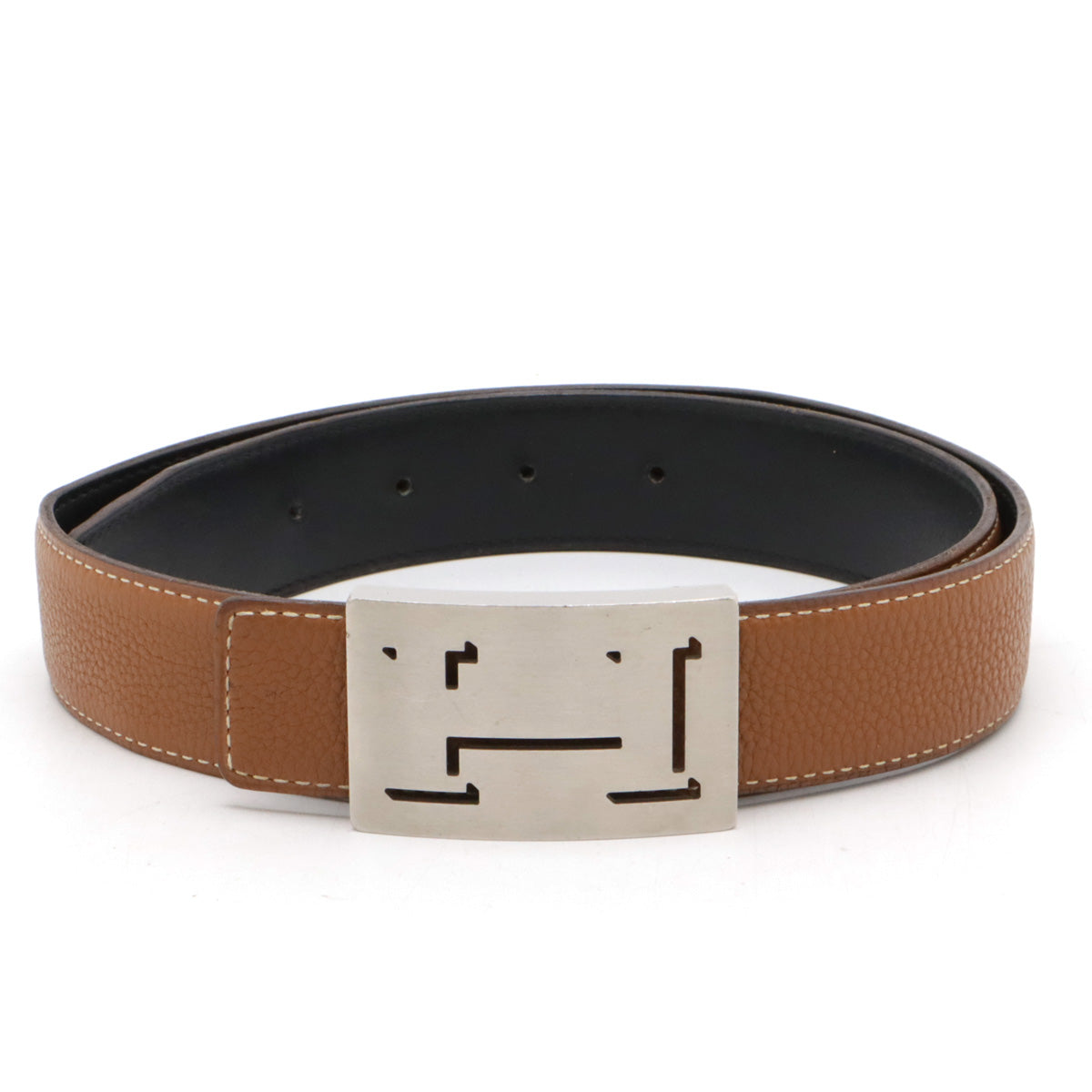 Hermes Lucky Metal H Reversible Leather Belt in Very Good Condition