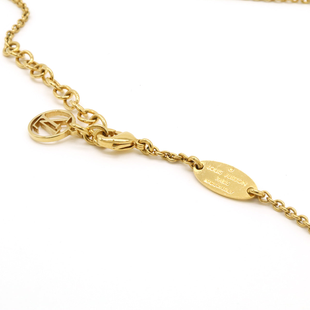 Louis Vuitton Essential V Gold Pendant Necklace M61083 in Pristine Condition