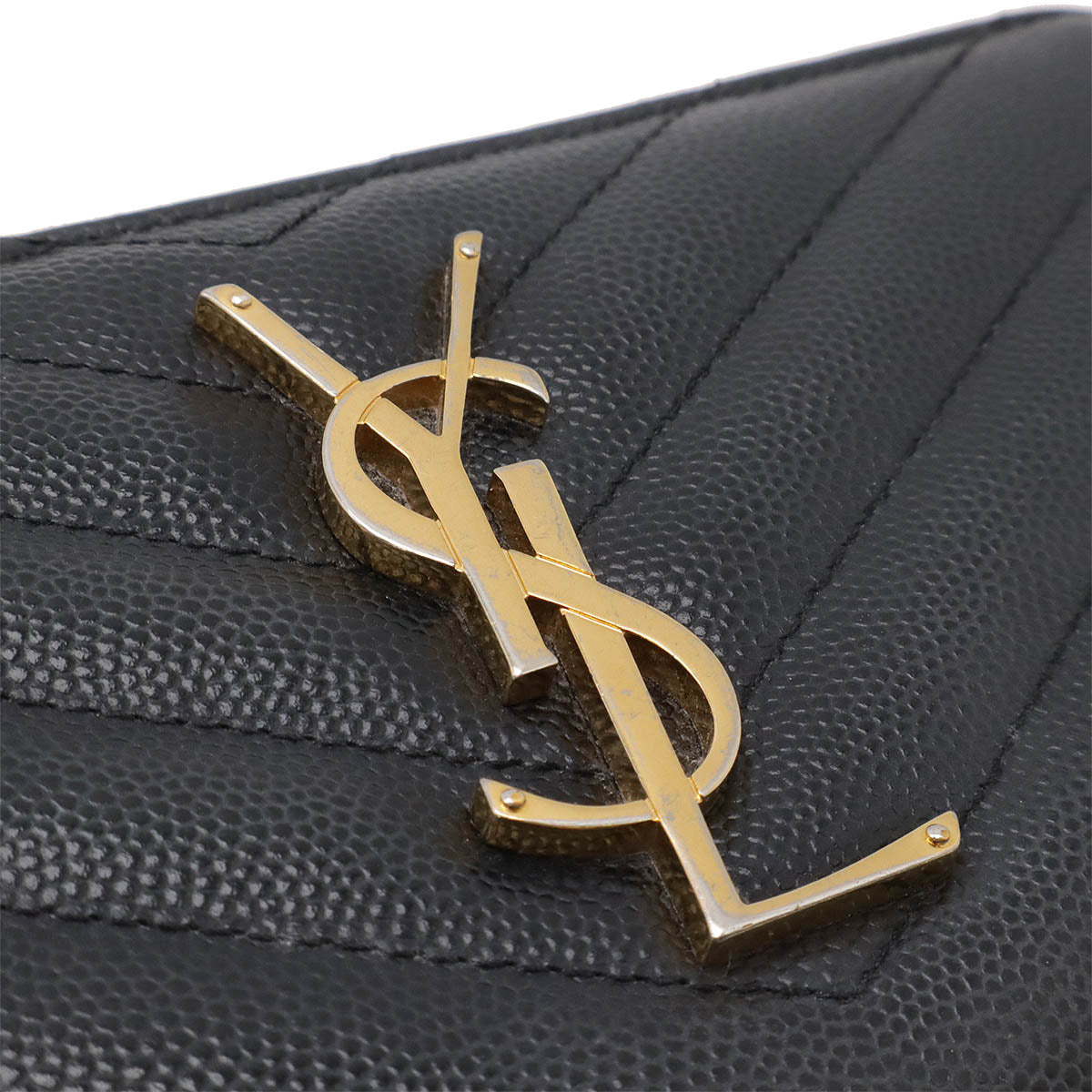 Yves Saint Laurent Leather Monogram Zip Wallet