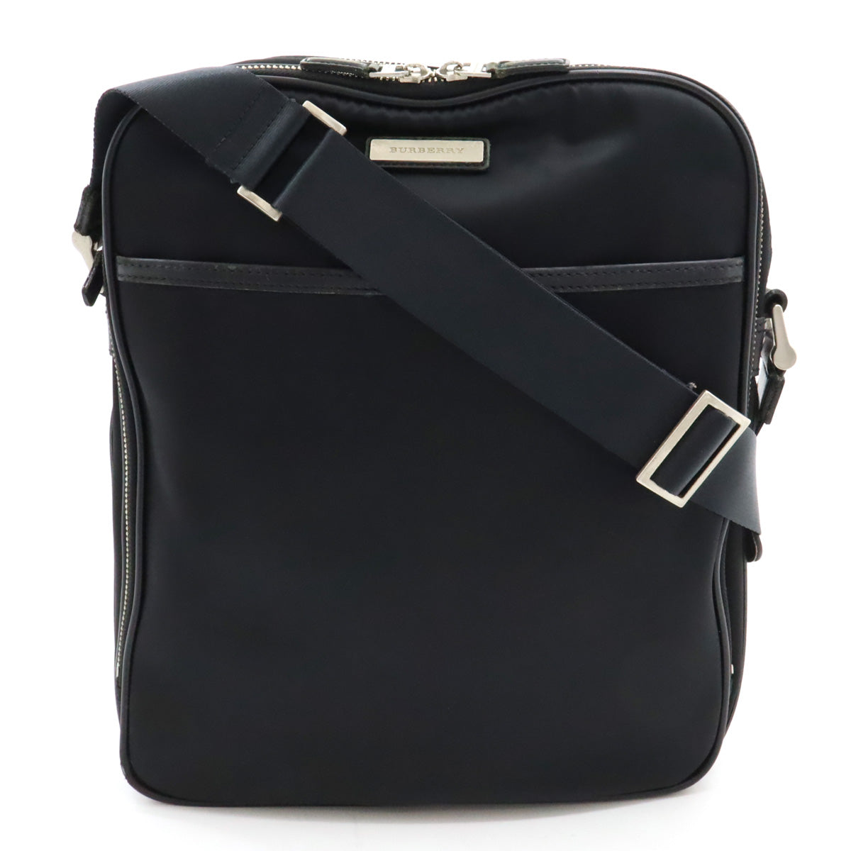 Burberry Nylon Leather Shoulder Bag Black